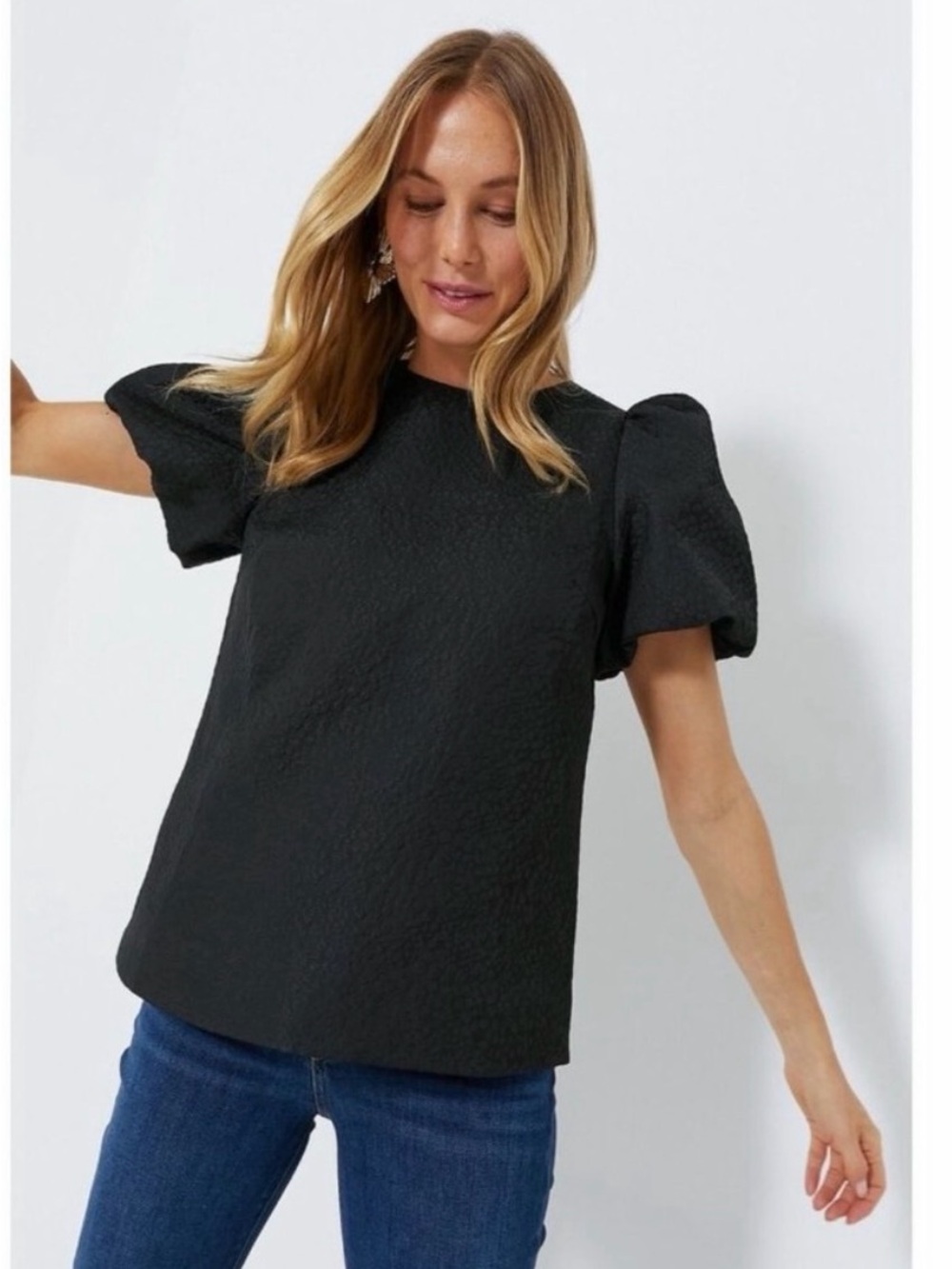 Pomander, Tuckernuck Puff Sleeve Black Top